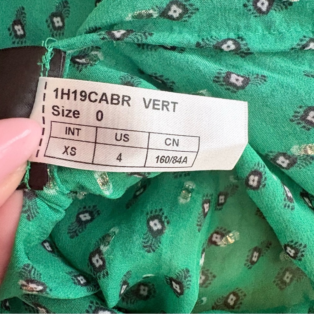 ba&sh Cabri Twisted Neck Green Semi Sheer Top Blouse SZ 0 US 4 - Picture 8 of 10